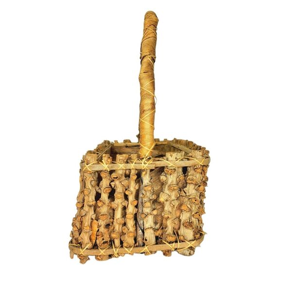 VTG Native Primitive Woven Wood Bark Twig Branch Husk Harvesting Fruit Basket - Picture 6 of 8